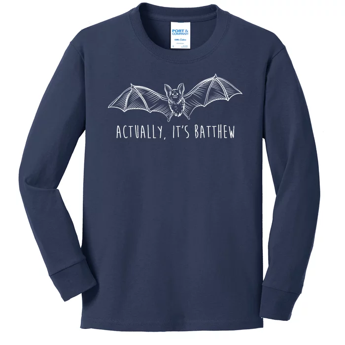 Actually Its Batthew Funny Kids Long Sleeve Shirt