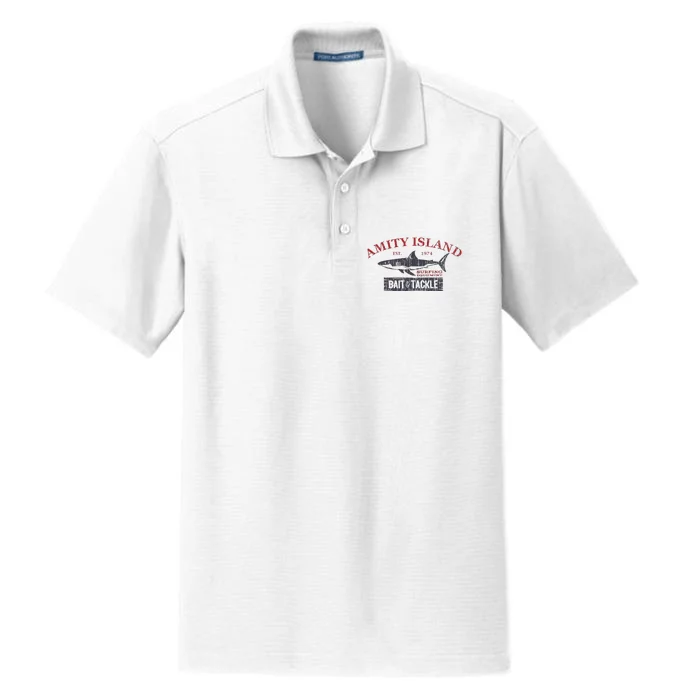 Amity Island Bait And Tackle Retro Fishing Dry Zone Grid Performance Polo