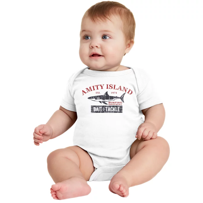 Amity Island Bait And Tackle Retro Fishing Baby Bodysuit