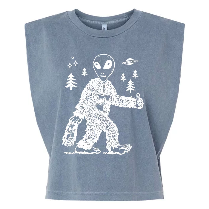 Alien In Bigfoot Costume Garment-Dyed Women's Muscle Tee