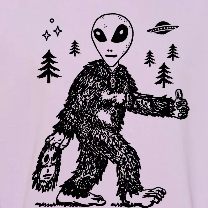 Alien In Bigfoot Costume Garment-Dyed Sweatshirt