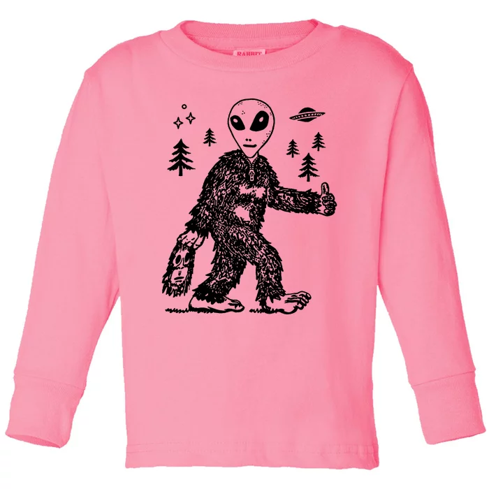 Alien In Bigfoot Costume Toddler Long Sleeve Shirt