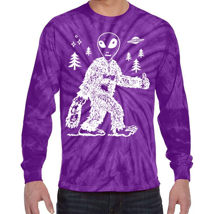 Alien In Bigfoot Costume Tie-Dye Long Sleeve Shirt