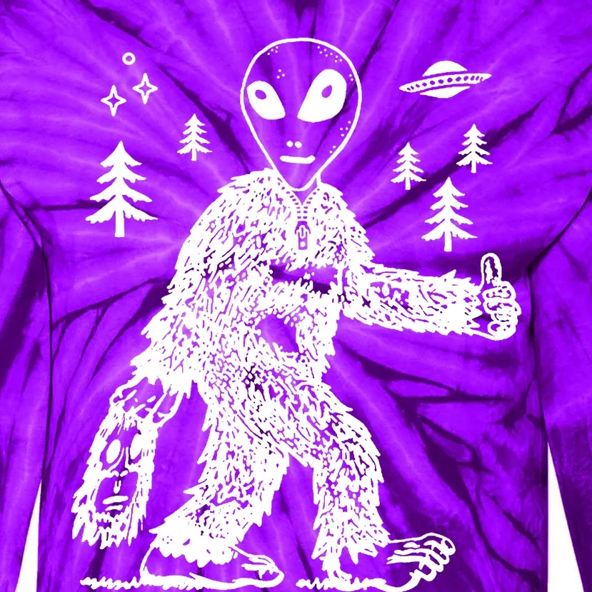 Alien In Bigfoot Costume Tie-Dye Long Sleeve Shirt