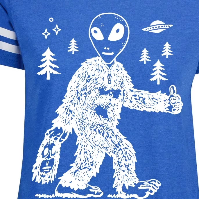 Alien In Bigfoot Costume Enza Ladies Jersey Football T-Shirt