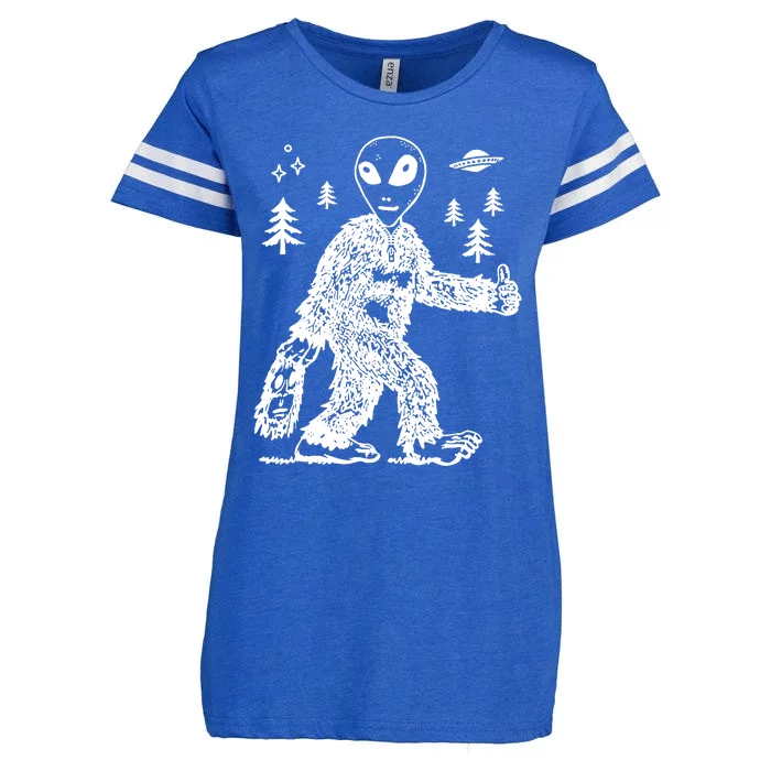 Alien In Bigfoot Costume Enza Ladies Jersey Football T-Shirt