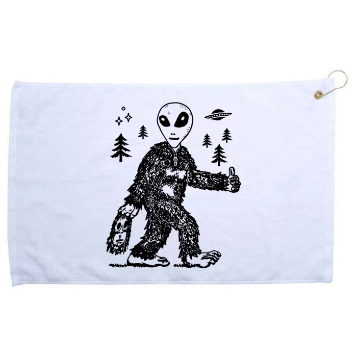 Alien In Bigfoot Costume Grommeted Golf Towel