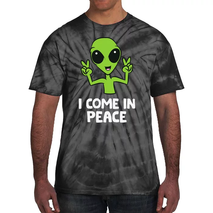 Alien I Come In Peace Space Rave EDM Music Alien Tie-Dye T-Shirt