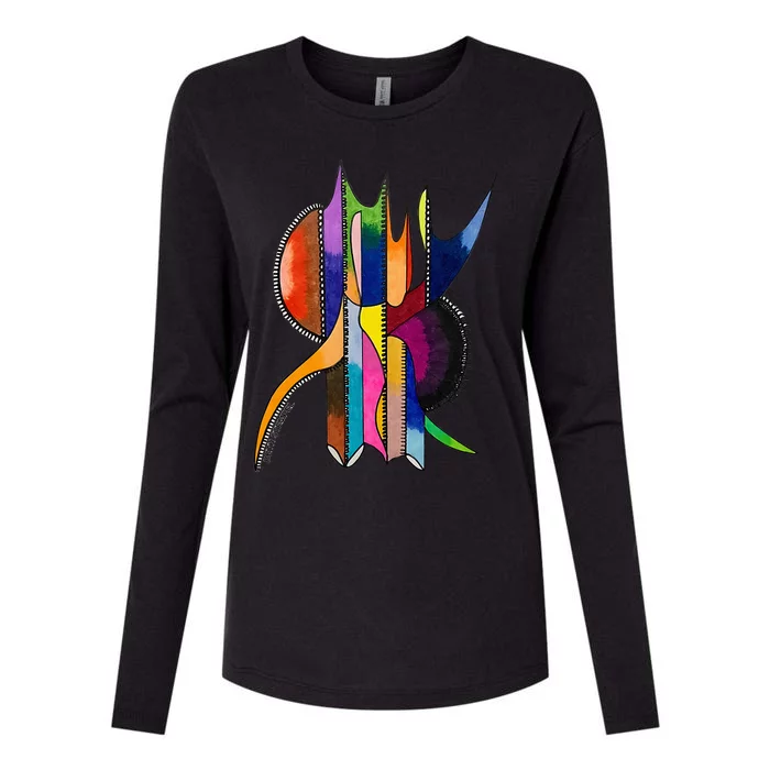 Art In Color Dynamic Geometric Design Womens Cotton Relaxed Long Sleeve T-Shirt