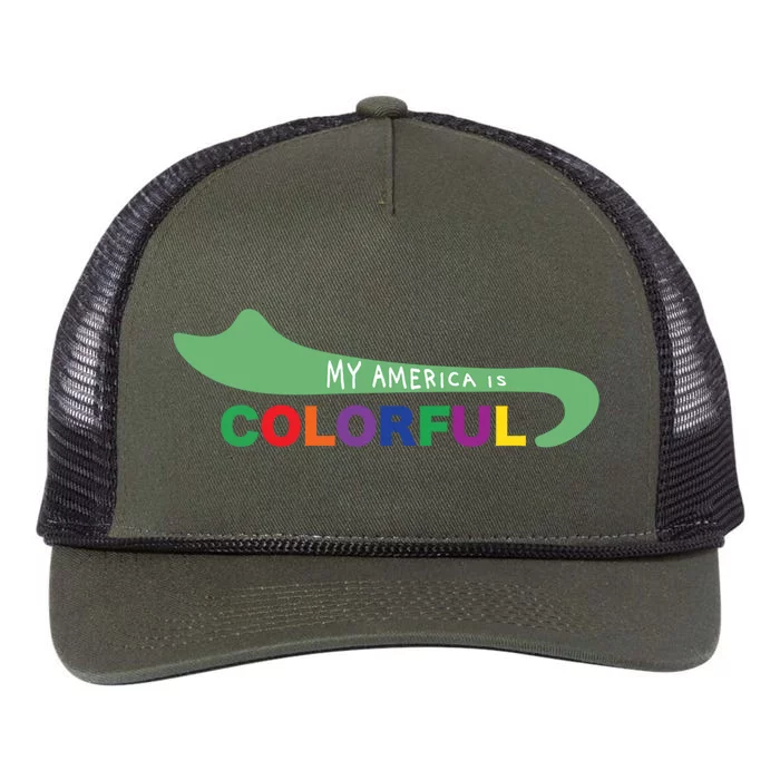 America Is Colorful Meaningful Gift Positive Message Gift Retro Rope Trucker Hat Cap