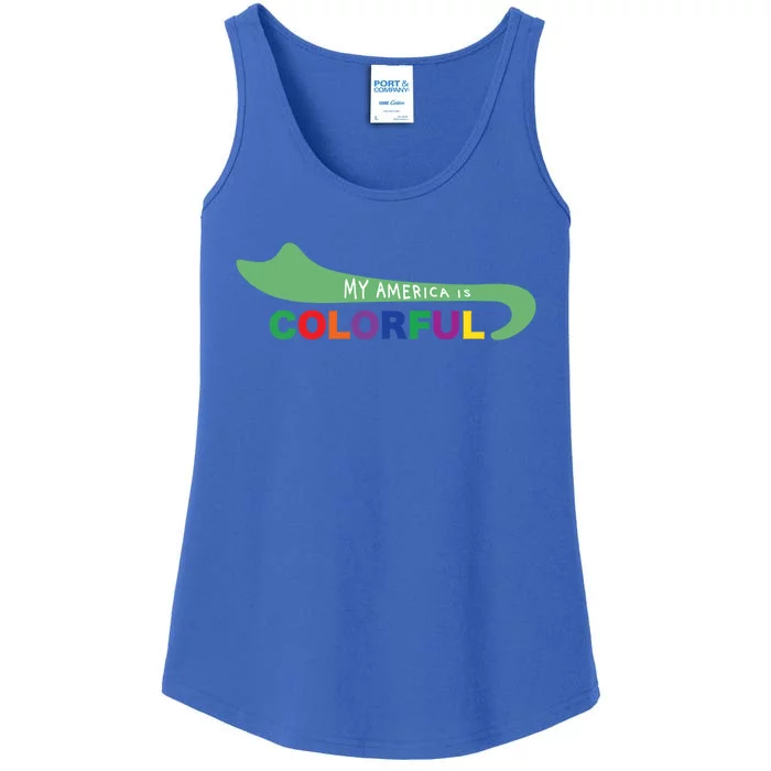 America Is Colorful Meaningful Gift Positive Message Gift Ladies Essential Tank