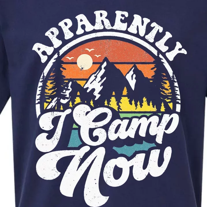 Apparently I Camp Now Funny Camping Hiking Camper RV Gift Sueded Cloud Jersey T-Shirt