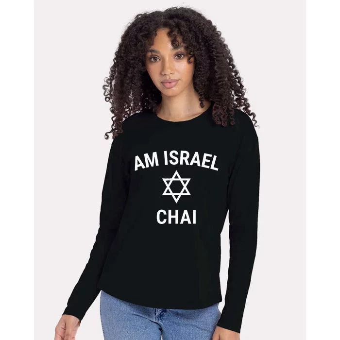 Am Israel Chai Jewish Pride Support Israeli Hebrew Jerusalem Womens Cotton Relaxed Long Sleeve T-Shirt