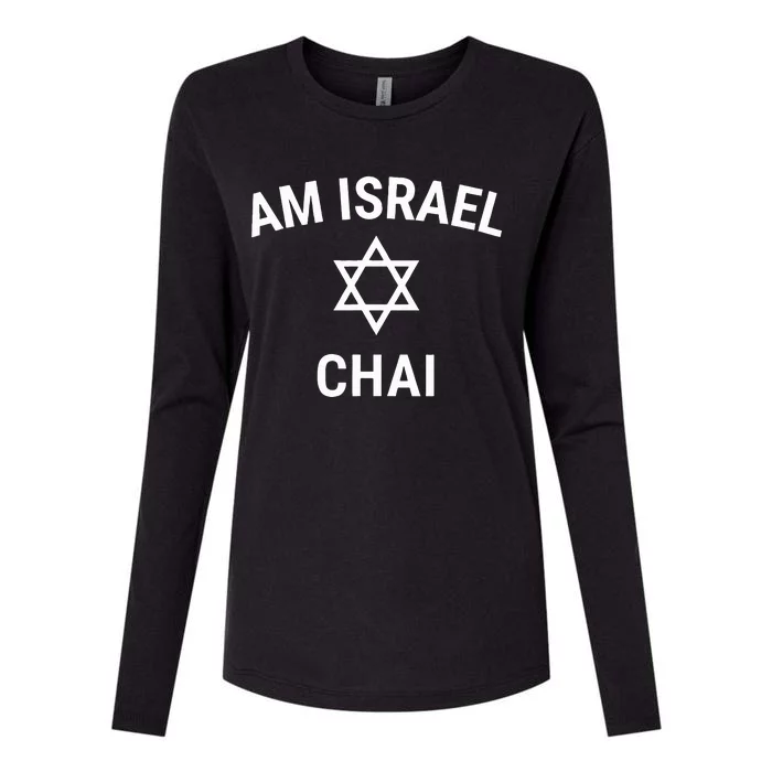 Am Israel Chai Jewish Pride Support Israeli Hebrew Jerusalem Womens Cotton Relaxed Long Sleeve T-Shirt