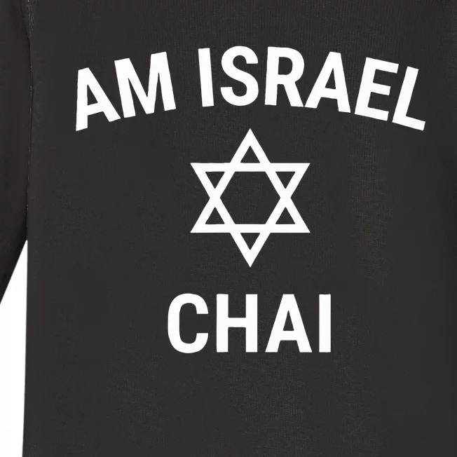 Am Israel Chai Jewish Pride Support Israeli Hebrew Jerusalem Baby Long Sleeve Bodysuit