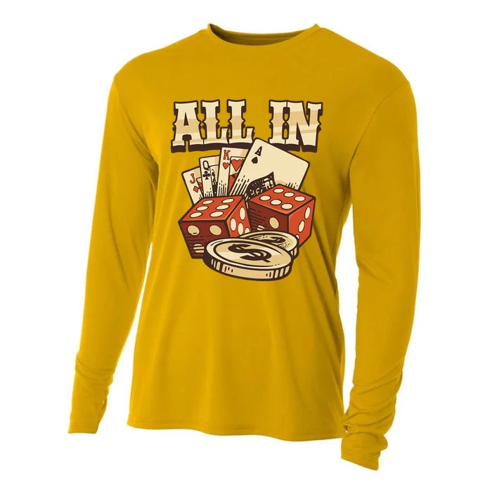 All In Card Game Playing Cards Poker Player Gambling Casino Cooling Performance Long Sleeve Crew