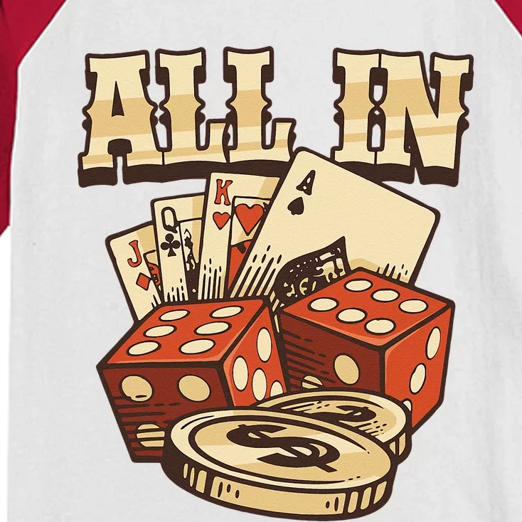 All In Card Game Playing Cards Poker Player Gambling Casino Kids Colorblock Raglan Jersey