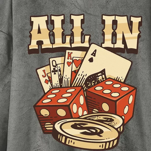 All In Card Game Playing Cards Poker Player Gambling Casino Hooded Wearable Blanket