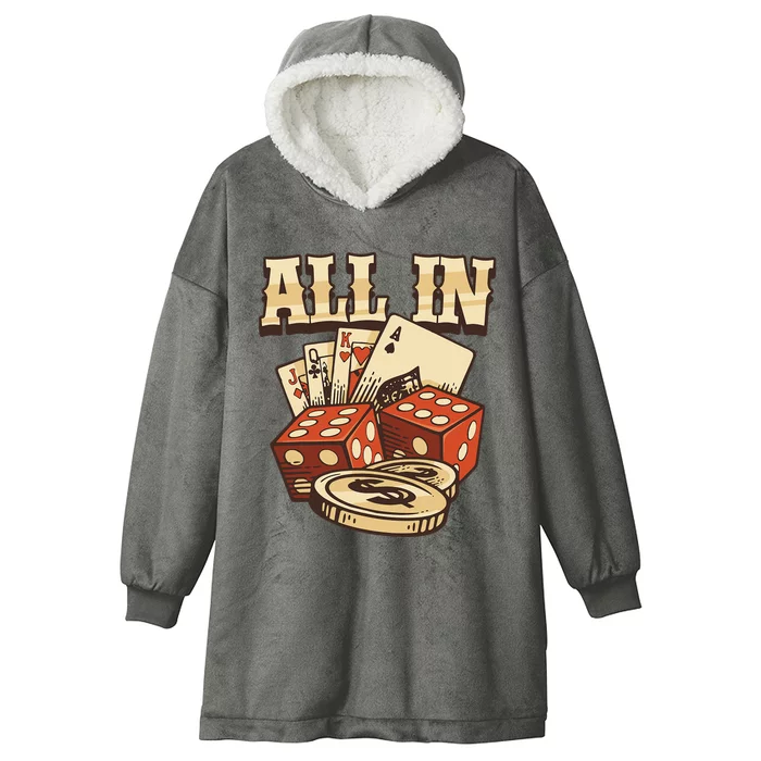 All In Card Game Playing Cards Poker Player Gambling Casino Hooded Wearable Blanket