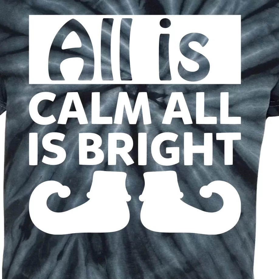 All Is Calm All Is Bright Christmas Kids Tie-Dye T-Shirt