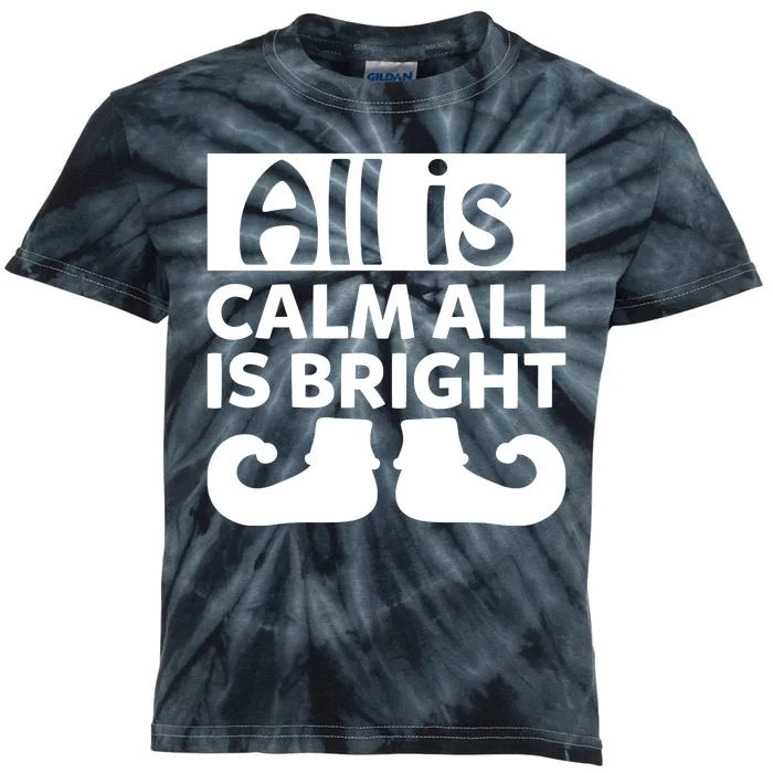 All Is Calm All Is Bright Christmas Kids Tie-Dye T-Shirt