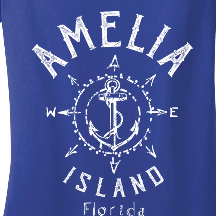 Amelia Island Compass Rose Florida Cute Gift Women's V-Neck T-Shirt