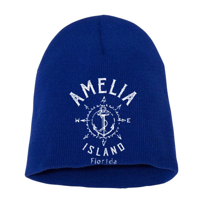 Amelia Island Compass Rose Florida Cute Gift Short Acrylic Beanie