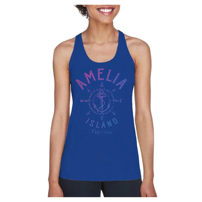 Amelia Island Compass Rose Florida Cute Gift Women's Racerback Tank