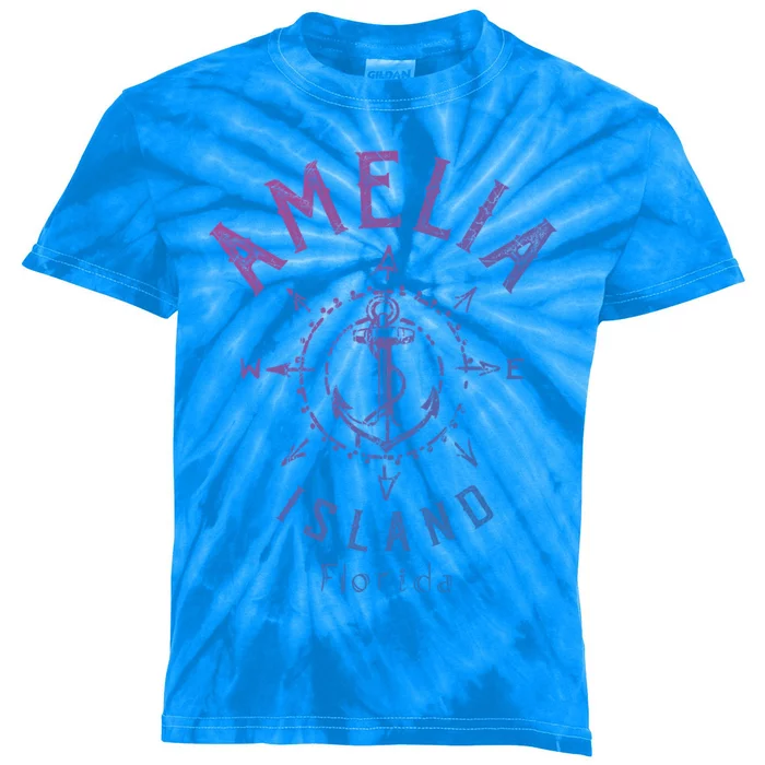 Amelia Island Compass Rose Florida Cute Gift Kids Tie-Dye T-Shirt