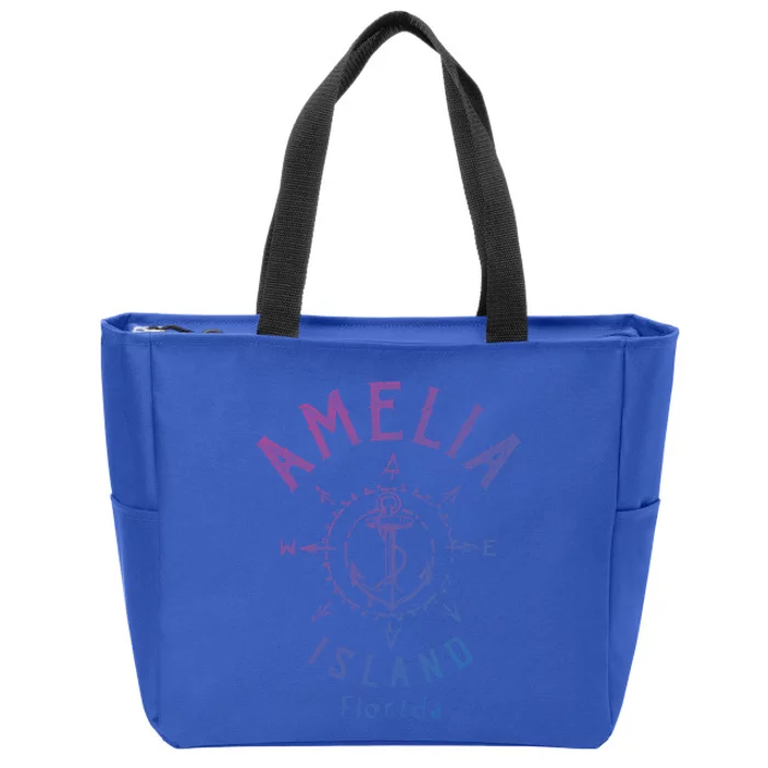 Amelia Island Compass Rose Florida Cute Gift Zip Tote Bag