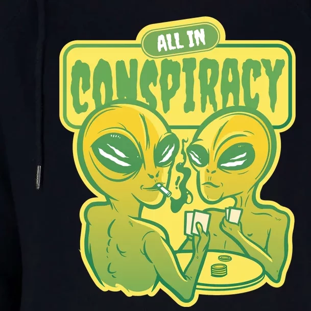 All In Conspiracy Poker Alien Womens Funnel Neck Pullover Hood