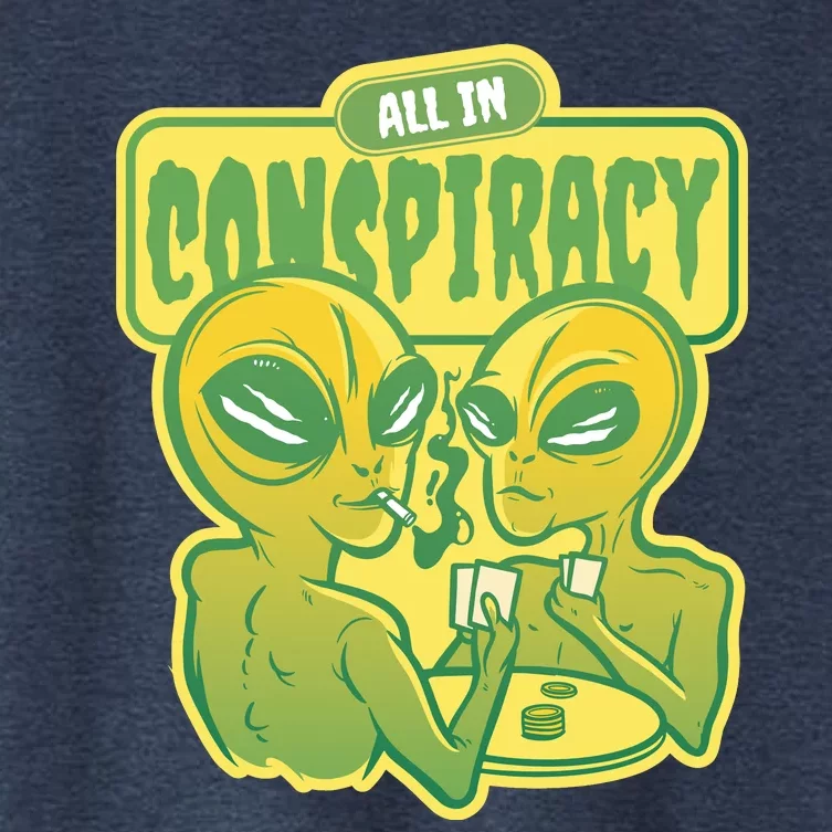 All In Conspiracy Poker Alien Women's Crop Top Tee