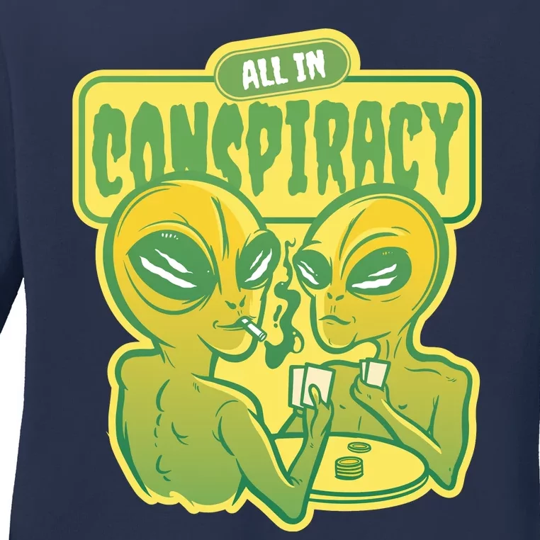 All In Conspiracy Poker Alien Ladies Long Sleeve Shirt