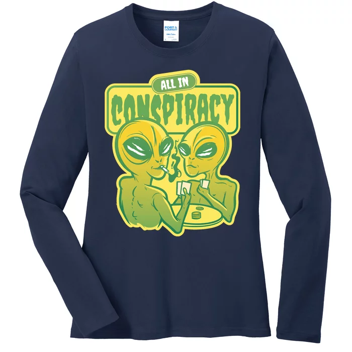 All In Conspiracy Poker Alien Ladies Long Sleeve Shirt