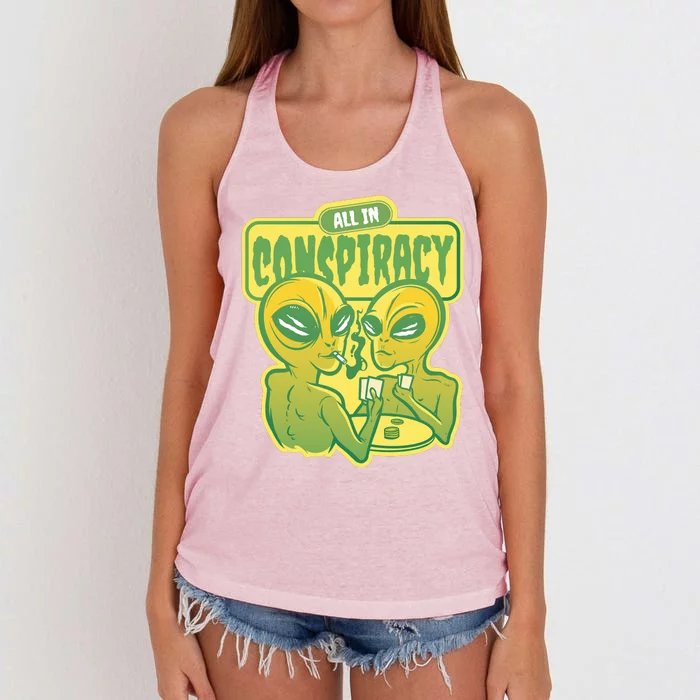 All In Conspiracy Poker Alien Women's Knotted Racerback Tank