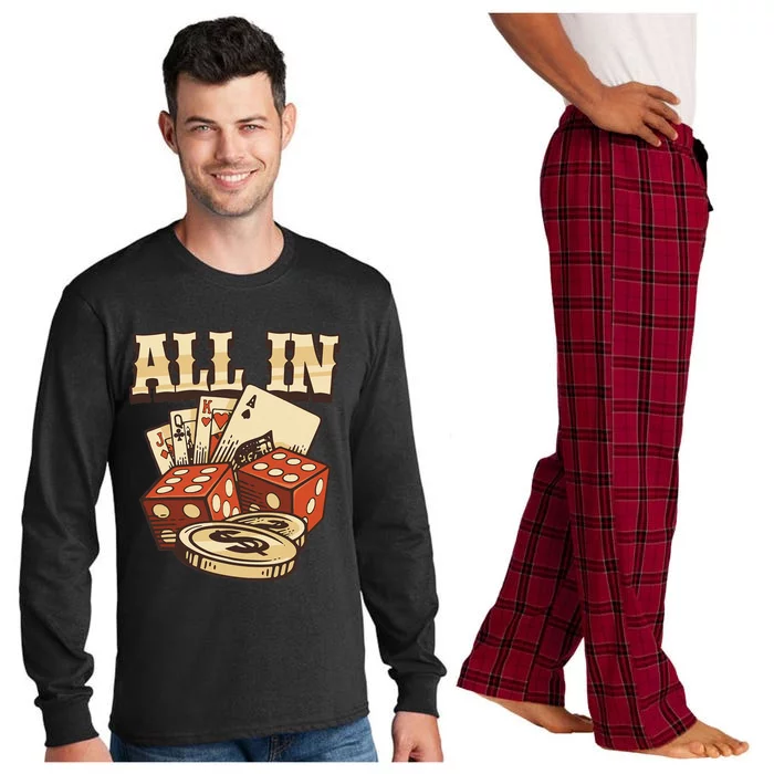 All In Card Game Playing Cards Poker Player Gambling Casino Long Sleeve Pajama Set