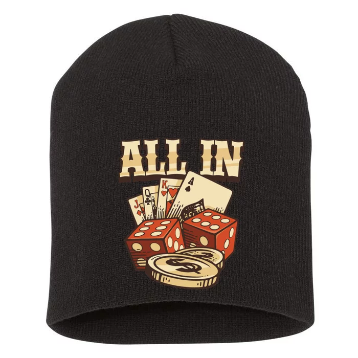 All In Card Game Playing Cards Poker Player Gambling Casino Short Acrylic Beanie