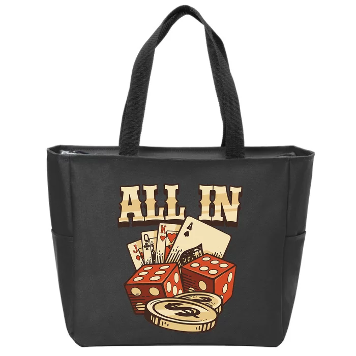 All In Card Game Playing Cards Poker Player Gambling Casino Zip Tote Bag