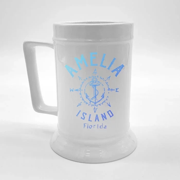 Amelia Island Compass Rose Florida Cute Gift Front & Back Beer Stein