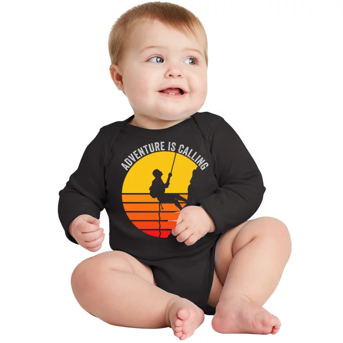 Adventure Is Calling Funny Camping & Fishing Hiking & Nature Camping Outdoors Baby Long Sleeve Bodysuit