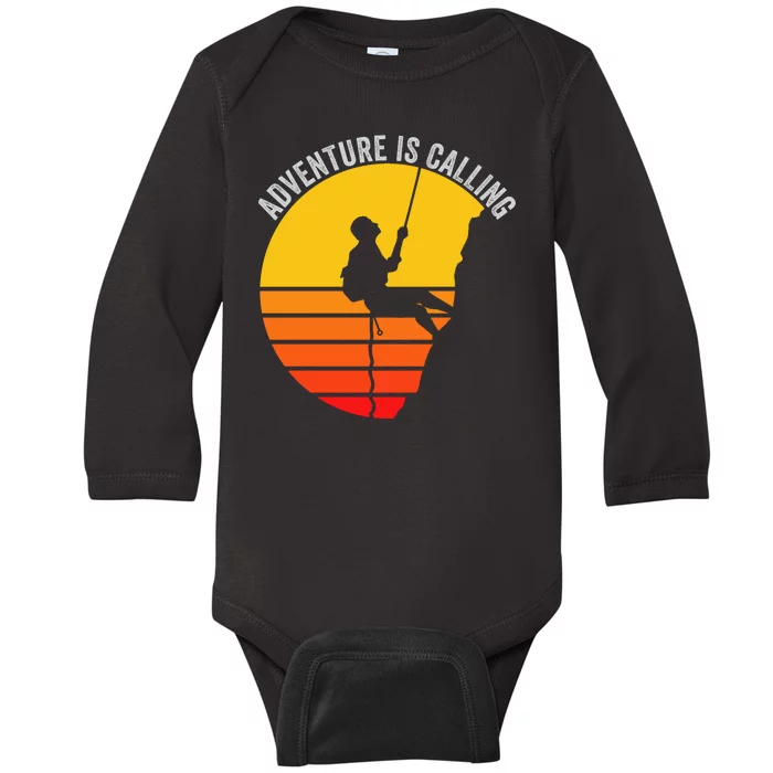 Adventure Is Calling Funny Camping & Fishing Hiking & Nature Camping Outdoors Baby Long Sleeve Bodysuit