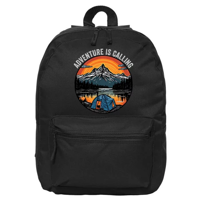 Adventure Is Calling Funny Camping & Fishing Father’s Day Camping Outdoors 16 in Basic Backpack