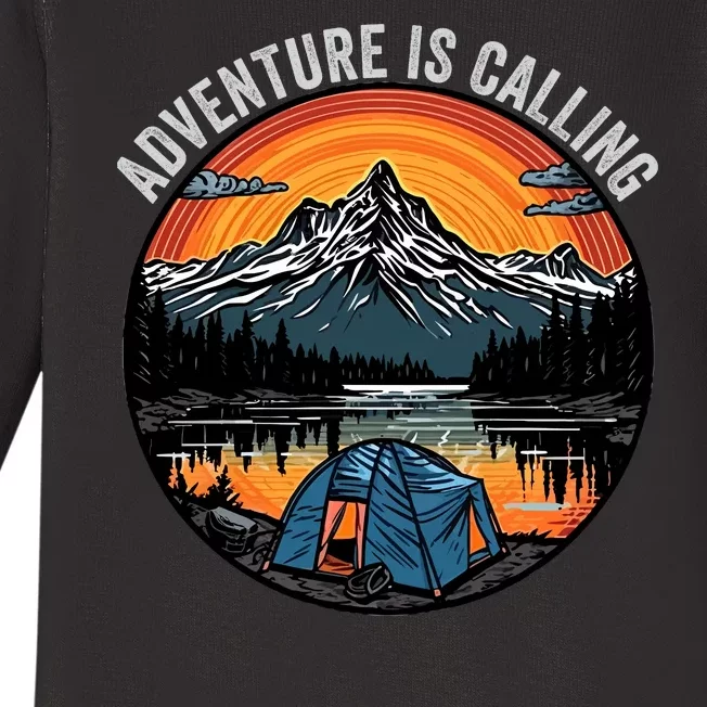 Adventure Is Calling Funny Camping & Fishing Father’s Day Camping Outdoors Baby Long Sleeve Bodysuit