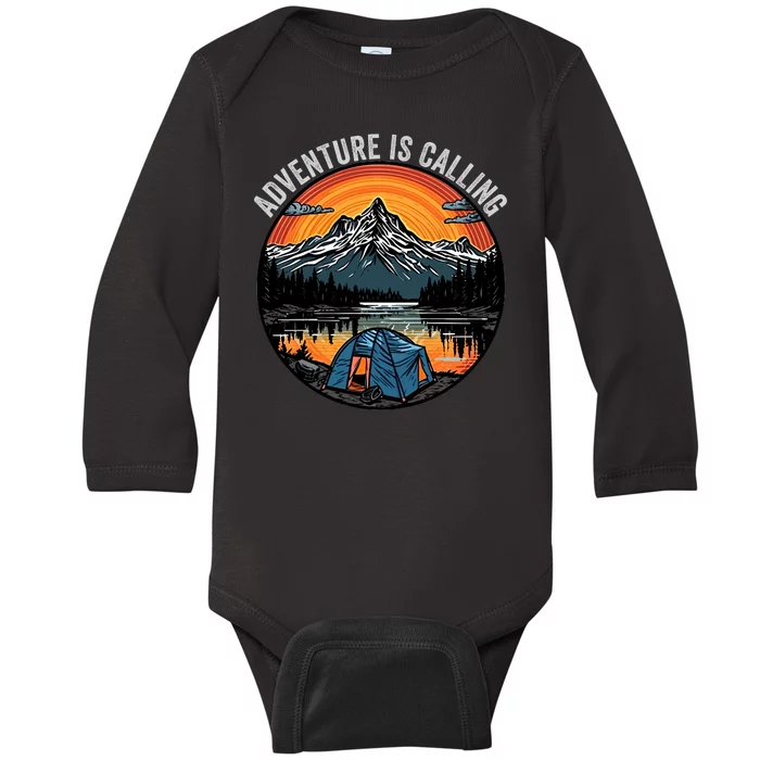 Adventure Is Calling Funny Camping & Fishing Father’s Day Camping Outdoors Baby Long Sleeve Bodysuit