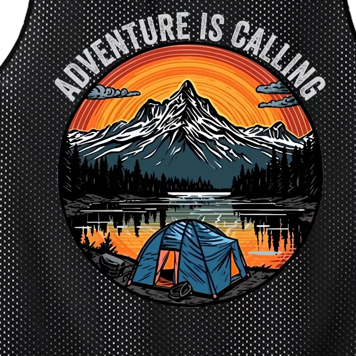 Adventure Is Calling Funny Camping & Fishing Father’s Day Camping Outdoors Mesh Reversible Basketball Jersey Tank