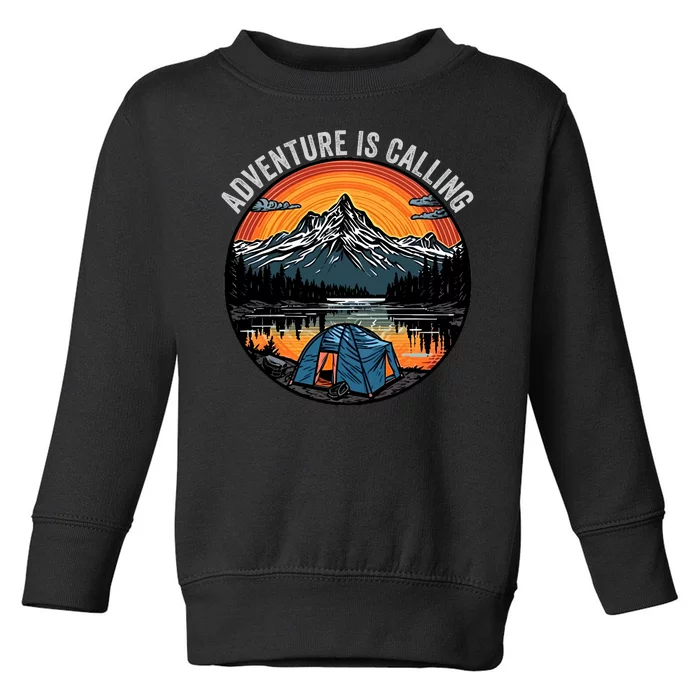 Adventure Is Calling Funny Camping & Fishing Father’s Day Camping Outdoors Toddler Sweatshirt