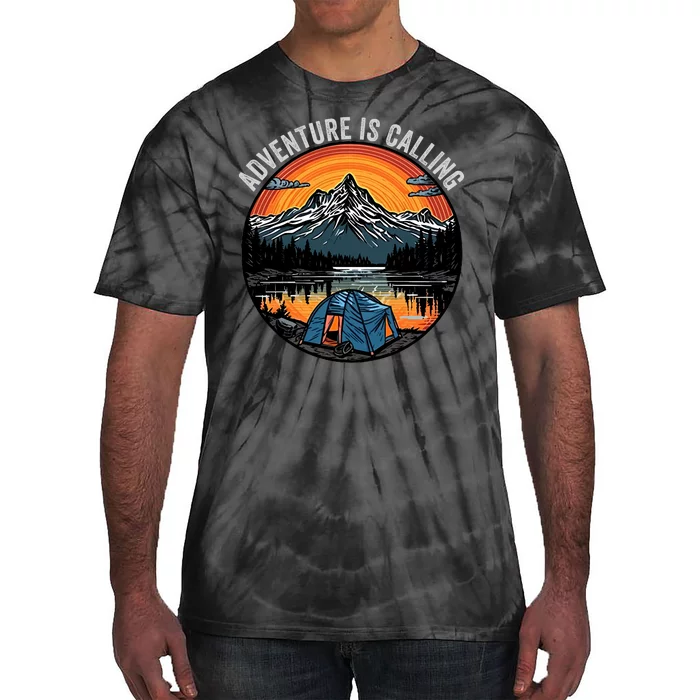 Adventure Is Calling Funny Camping & Fishing Father’s Day Camping Outdoors Tie-Dye T-Shirt