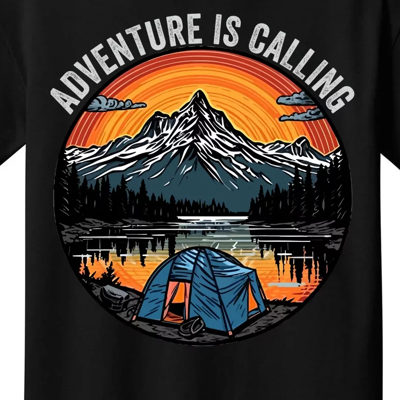 Adventure Is Calling Funny Camping & Fishing Father’s Day Camping Outdoors Kids T-Shirt