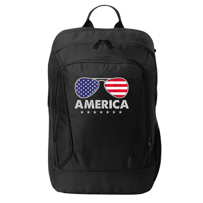 America Independence Day Funny Glasses Flag City Backpack