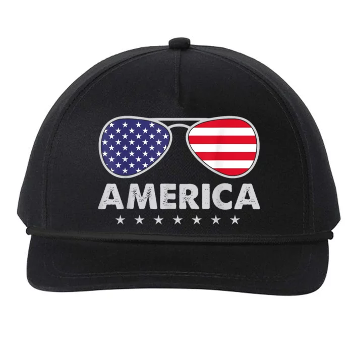 America Independence Day Funny Glasses Flag Snapback Five-Panel Rope Hat